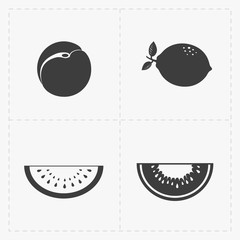 Fruit Black Icon set on White