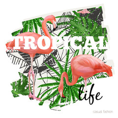 Tropical graphic with slogan in vector
