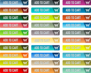 Colorful vector add to cart buttons pack