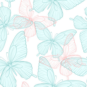 Beautiful seamless background with butterflies .