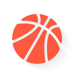basketball in orange with drop shadow on white