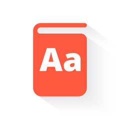 text book in orange with drop shadow on white