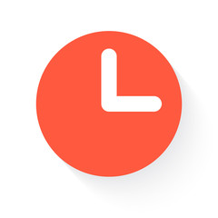 clock in orange with drop shadow on white