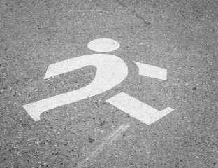Fototapeta premium Street sign for pedestrian on concrete floor background