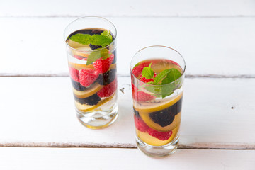 Infused water with  berries and golden kiwi.