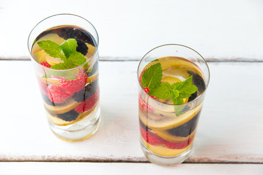 Infused water with  berries and golden kiwi.