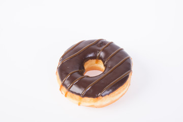 chocolate donuts on a white background