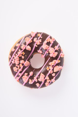 chocolate donuts on a white background