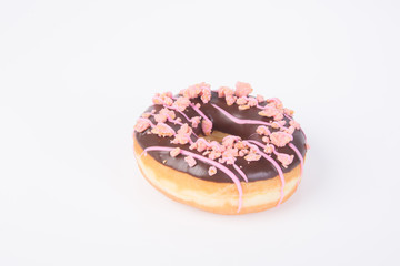 chocolate donuts on a white background