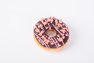 chocolate donuts on a white background