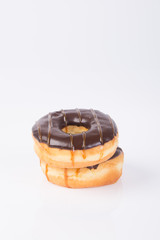 chocolate donuts on a white background