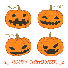 Set of pumpkin for Halloween (Jack 'O Lantern) in various styles