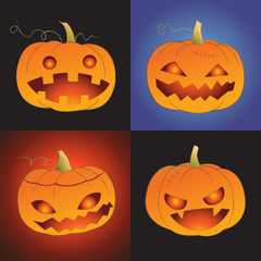 Set of pumpkin for Halloween (Jack 'O Lantern) in various styles