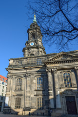 Fototapeta na wymiar Exterior of Kreuzkirche in Dresden, Saxony, Germany.