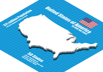 America map vector three dimensional