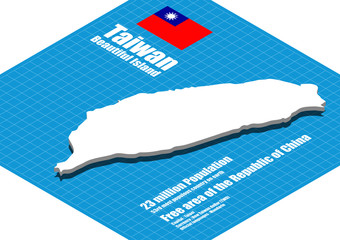 Taiwan map vector three dimensional