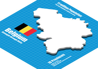 Belgium map vector three dimensional