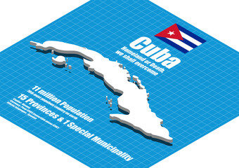 Cuba map vector three dimensional