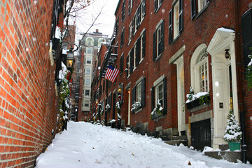 Stock image of a snowing winter at Boston, Massachusetts, USA..