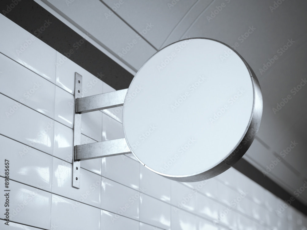 Poster white signboard on a wall with. 3d rendering
