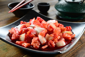 Chinese chicken on sweet and sour sauce