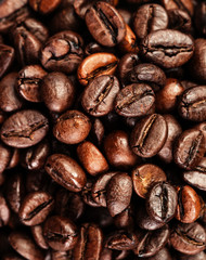 Roasted coffee beans, can be used as a background.  Coffee beans