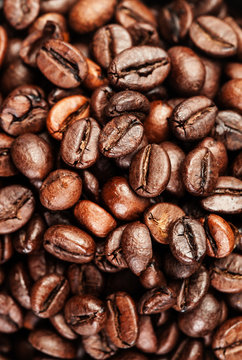 Roasted coffee beans, can be used as a background.  Coffee beans
