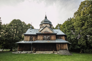 Fototapeta na wymiar Old Orthodox Church in Bieszczadys mountains.
