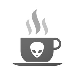 Cup of coffee icon  with an alien face