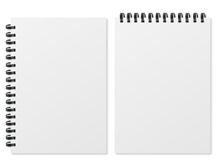 Blank realistic spiral notepad on white background