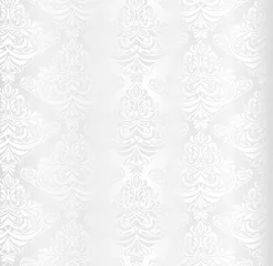 Fototapete Wedding white damask pattern with vintage floral ornament © LiliWhite