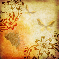Old paper with floral pattern