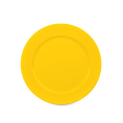 yellow Ceramic Plate on white background