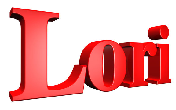 3D Lori text on white background