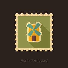 Windmill retro flat stamp with long shadow