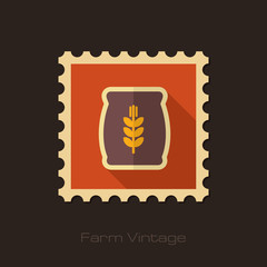 Sack of grain retro flat stamp with long shadow