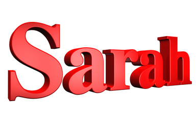 3D Sarah text on white background