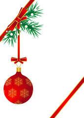 Red ball hanging on the Christmas tree