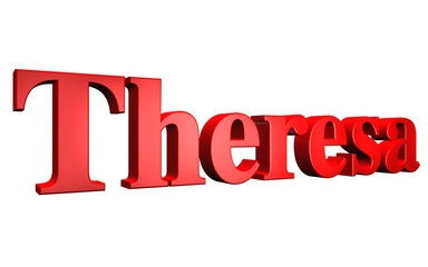3D Theresa text on white background