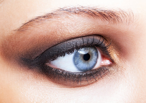 Close-up shot of female eye make-up