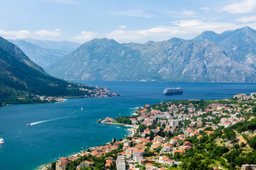 Fototapeta na wymiar Top view on Kotor city and bay