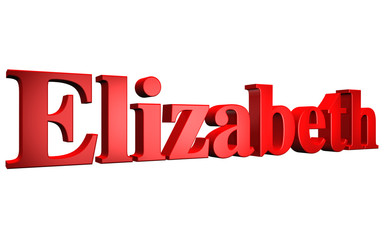 3D Elizabeth text on white background