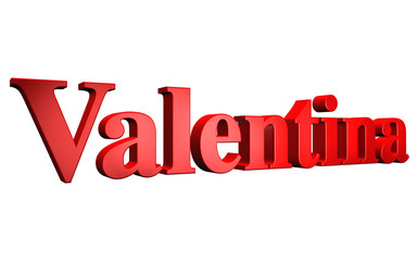 3D Valentina text on white background