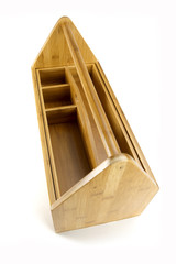 Wooden toolbox with tools isolated on white
