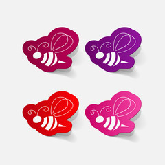 Realistic paper sticker: Bee