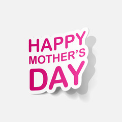 Realistic paper sticker: mother's Day