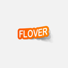 Realistic paper sticker: flowers