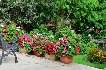 English country garden patio area