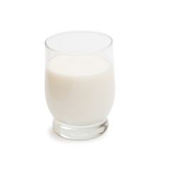 fresh milk in the glass on white background