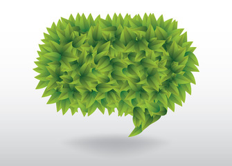 Obraz na płótnie Canvas Green leaves speech bubble, vector illustration